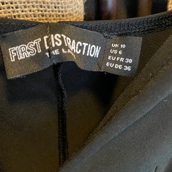 NWT! First Distraction plunge ruched mini dress black 6 dance party holiday - Picture 5 of 9